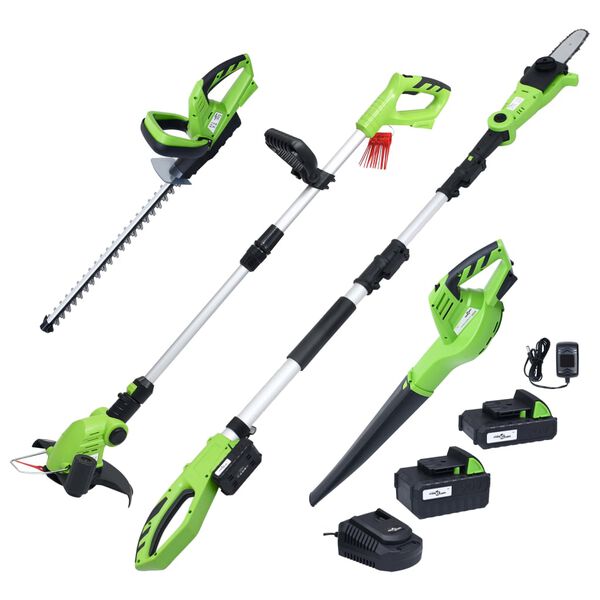 vidaXL Belaidžių elektrinių sodo įrankių rinkinys, 4 dalių