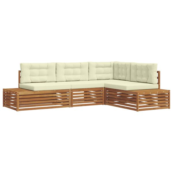 vidaXL Lauko sofos komplektas 4 Vienetas Natūralus ir grietinėlė