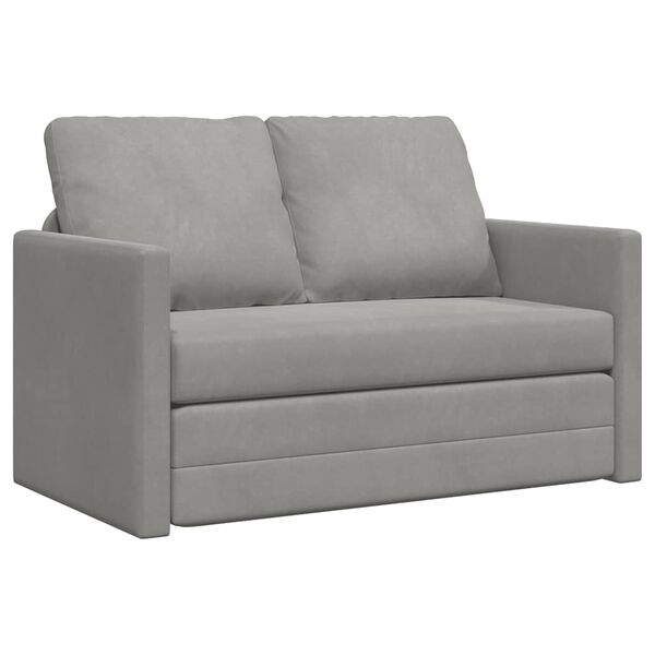 vidaXL Grindų sofa-lova, 2-1, &scaron;viesiai pilka, 122x204x55cm, aksomas