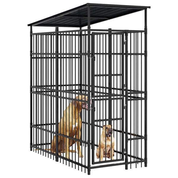 vidaXL Lauko voljeras &scaron;unims su stogu, plienas, 1,84m&sup2;