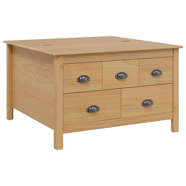 vidaXL Kavos staliukas su stalčių Medus ruda 79.5 x 79.5 x 49 cm