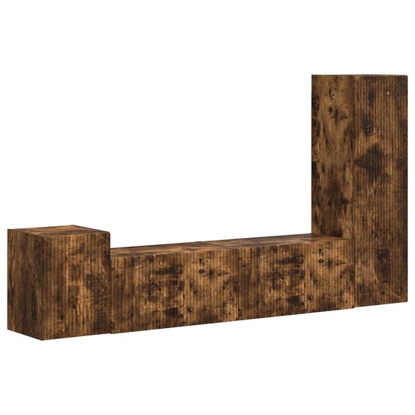 vidaXL TV spintelių komplektas 4 pcs Rūkyta ąžuolas Apdirbta mediena