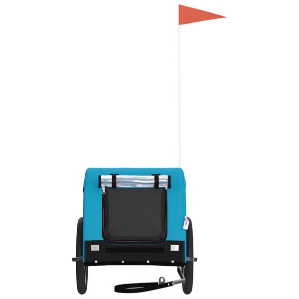 vidaXL Dviračio priekaba augintiniams, mėlyna/juoda, audinys/geležis