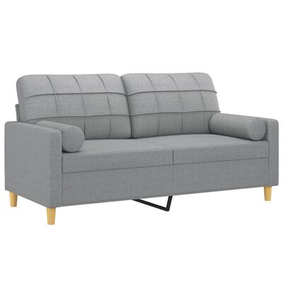 vidaXL Dvivietė sofa su pagalvėlėmis, šviesiai pilka, 140cm, audinys