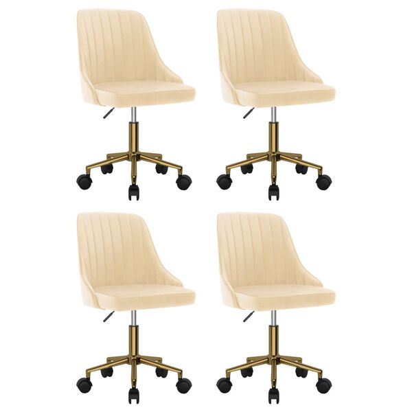 vidaXL Pasukamos valgomojo kėdės, 4vnt., kreminės spalvos, aksomas