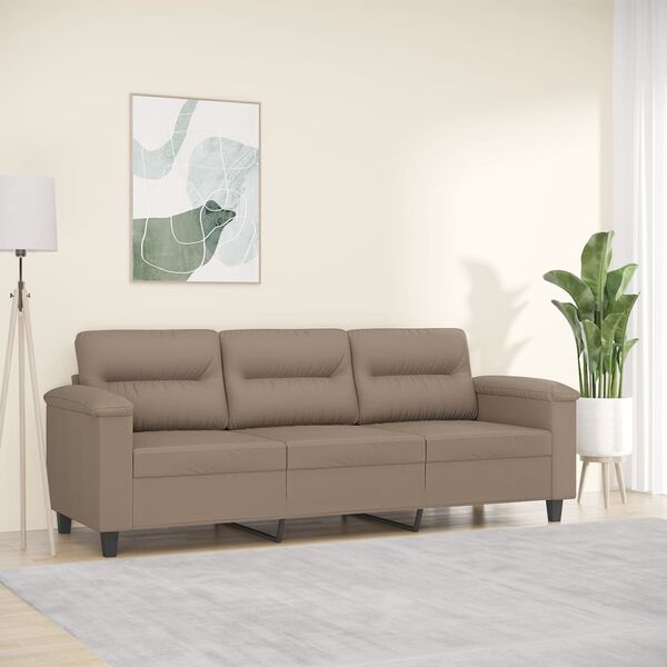 vidaXL Trivietė sofa, kapučino spalvos, 180cm, dirbtinė oda