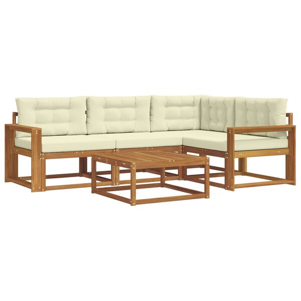 vidaXL Lauko sofos komplektas su pagalve 5 pcs Natūralus ir grietinėlė