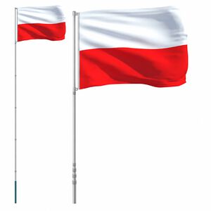 vidaXL Lenkijos vėliava su stiebu, aliuminis, 5,5m