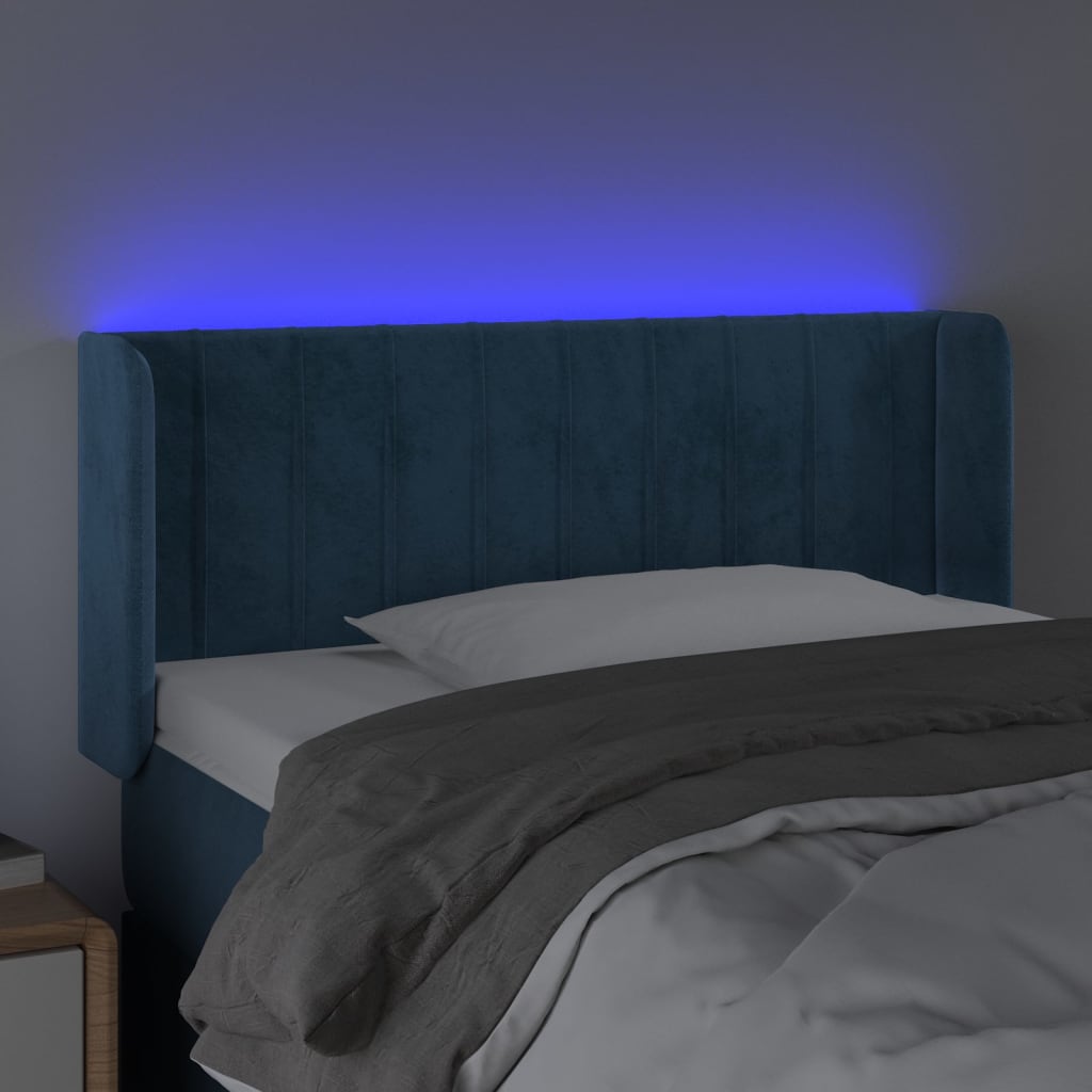 vidaXL Galvūgalis su LED, tamsiai mėlynas, 83x16x78/88cm, aksomas