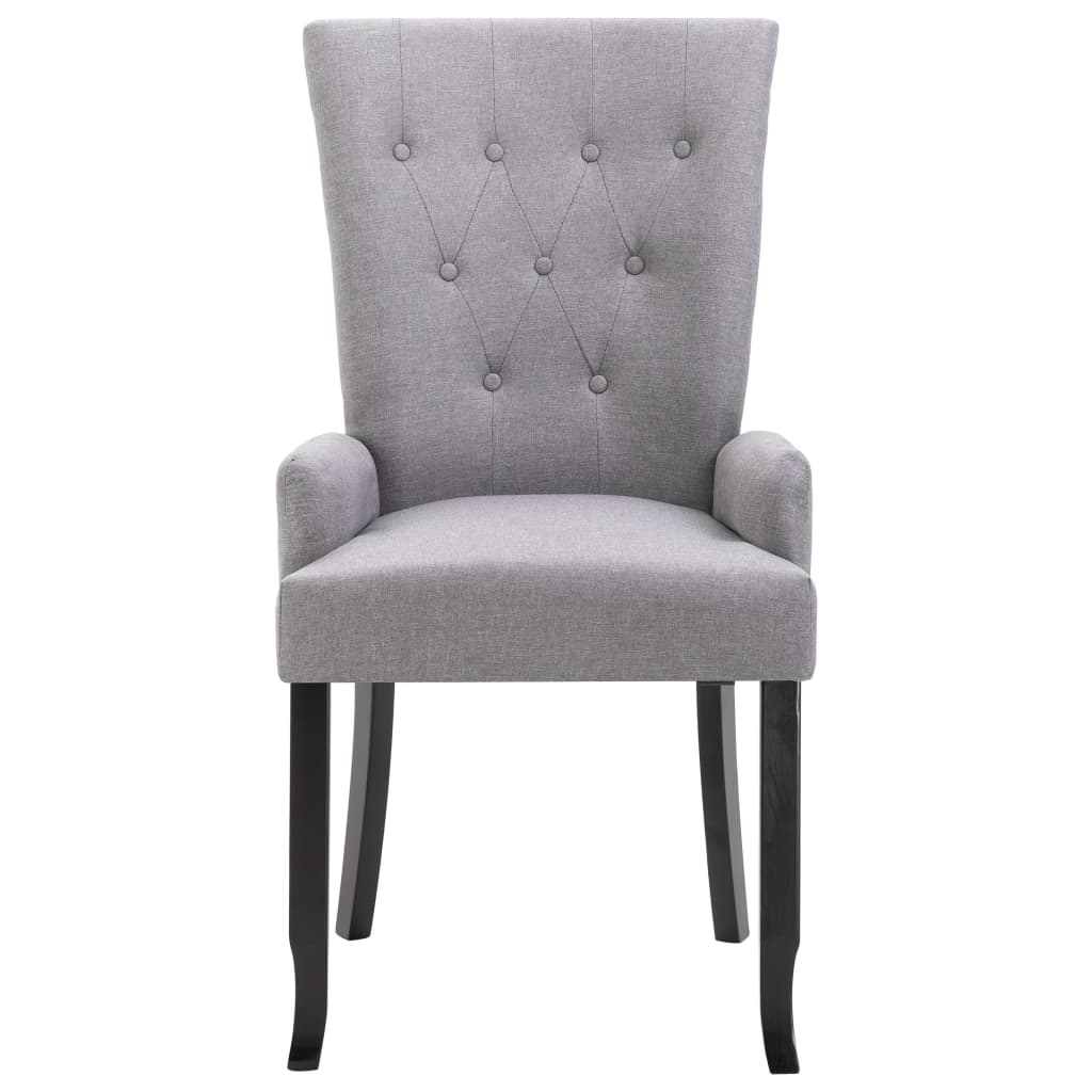 vidaXL Valgomojo kėdė su porankiais, šviesiai pilkos, audinys