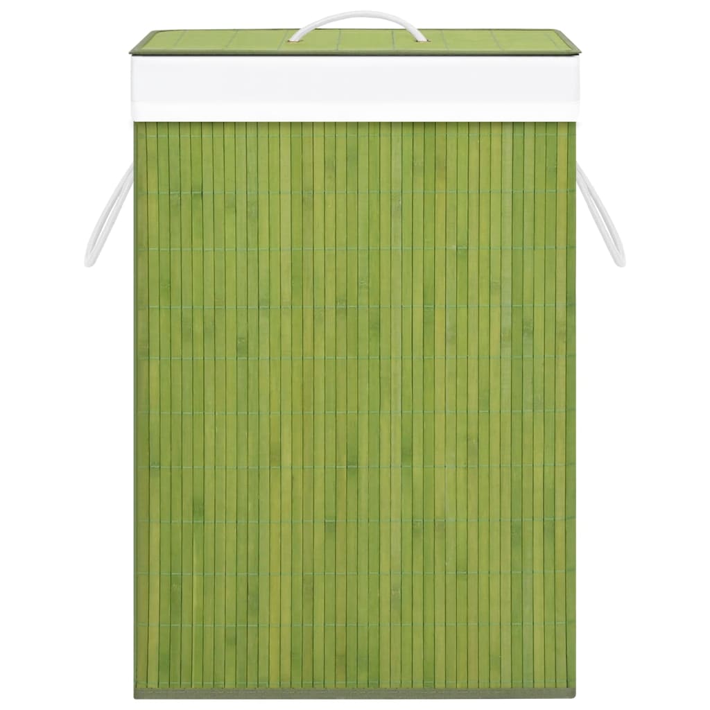vidaXL Skalbinių krepšys su vienu skyriumi, žalios spalvos, bambukas