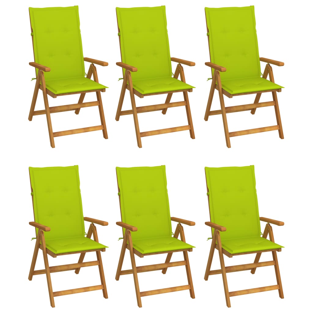 vidaXL Sulankstomos sodo kėdės su pagalvėmis, 6vnt., akacijos masyvas