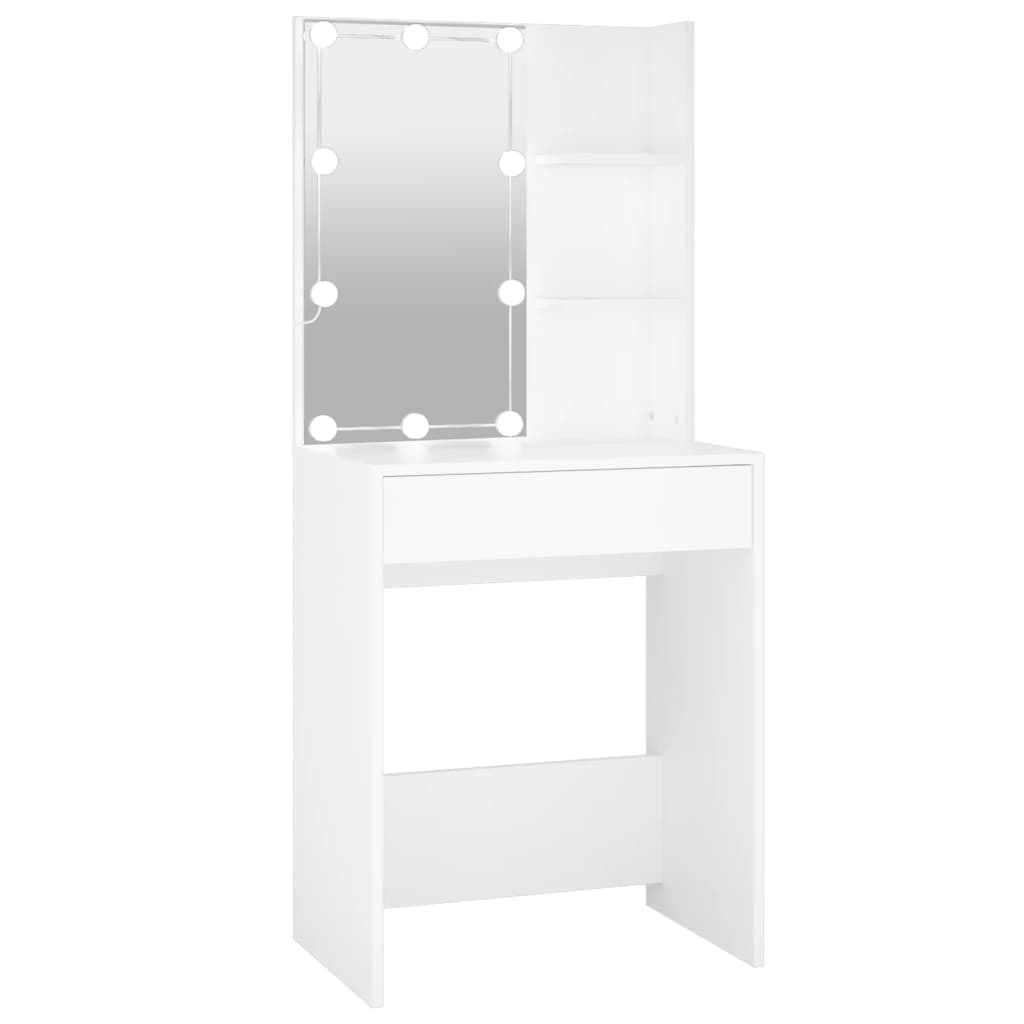 vidaXL Kosmetinis staliukas su LED apšvietimu, baltas, 60x40x140cm
