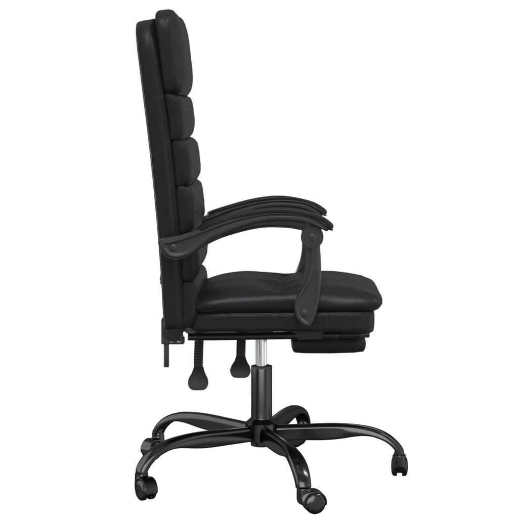 vidaXL Atlošiama masažinė biuro kėdė, juodos spalvos, dirbtinė oda