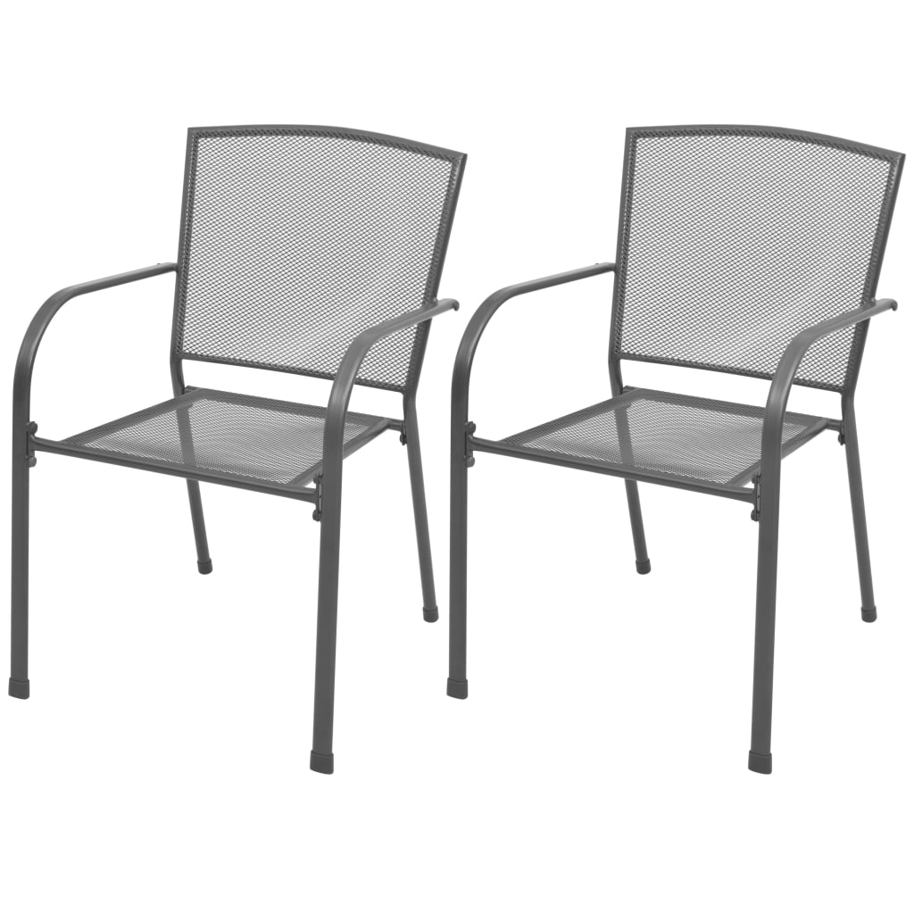 vidaXL Sudedamos sodo kėdės, 2 vnt, plienas, pilkos