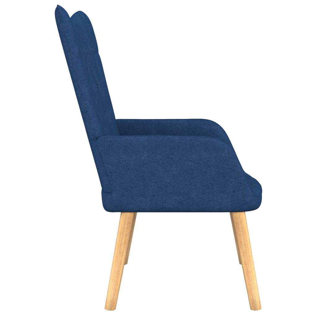 vidaXL Poilsio kėdė su pakoja, mėlynos spalvos, audinys
