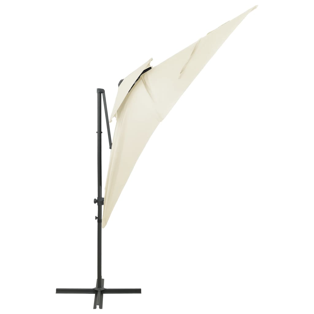 vidaXL Gembinis skėtis su dvigubu viršumi, smėlio spalvos, 250x250cm