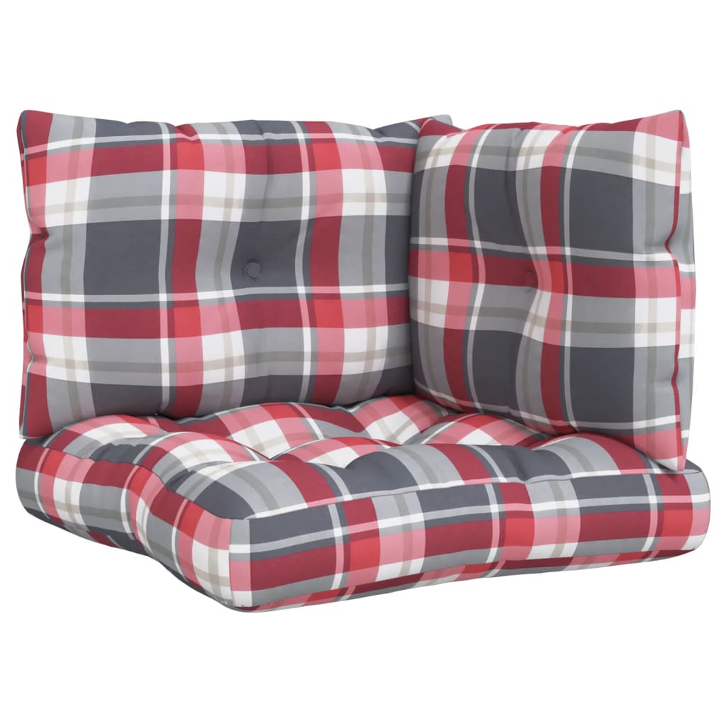 vidaXL Palečių pagalvėlės, 3vnt., raudonos spalvos, audinys, languotos