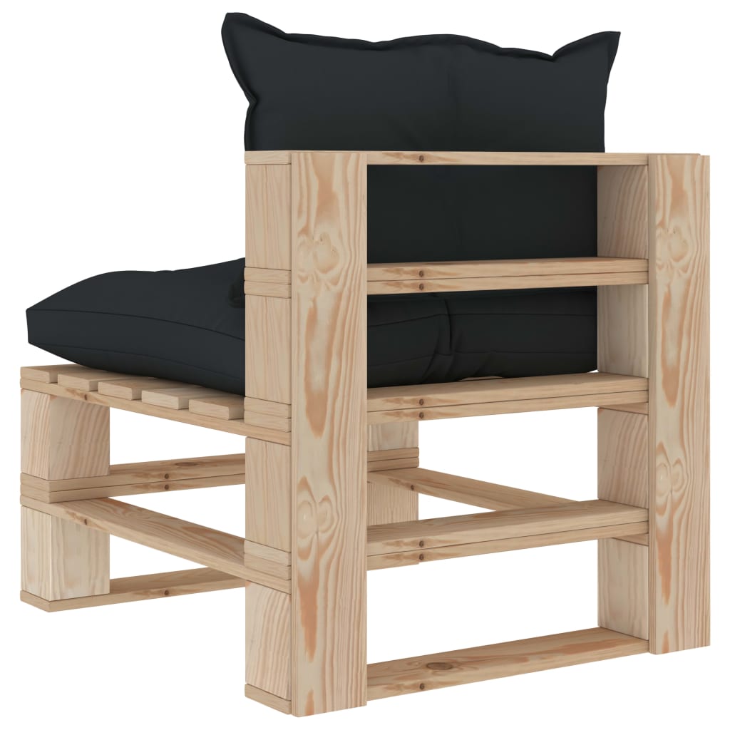 vidaXL Vidurinė sodo sofa iš palečių su antracito pagalvėmis, mediena