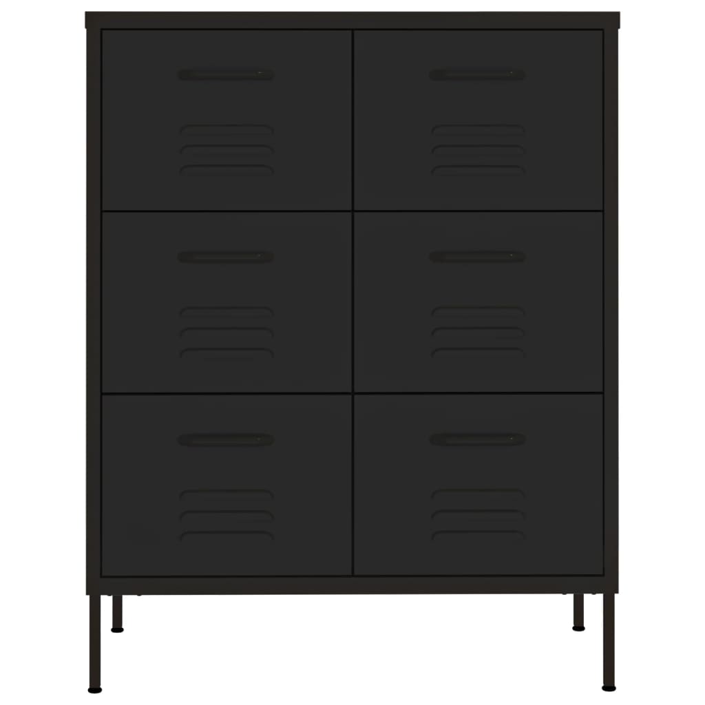 vidaXL Spintelė su stalčiais, juodos spalvos, 80x35x101,5cm, plienas