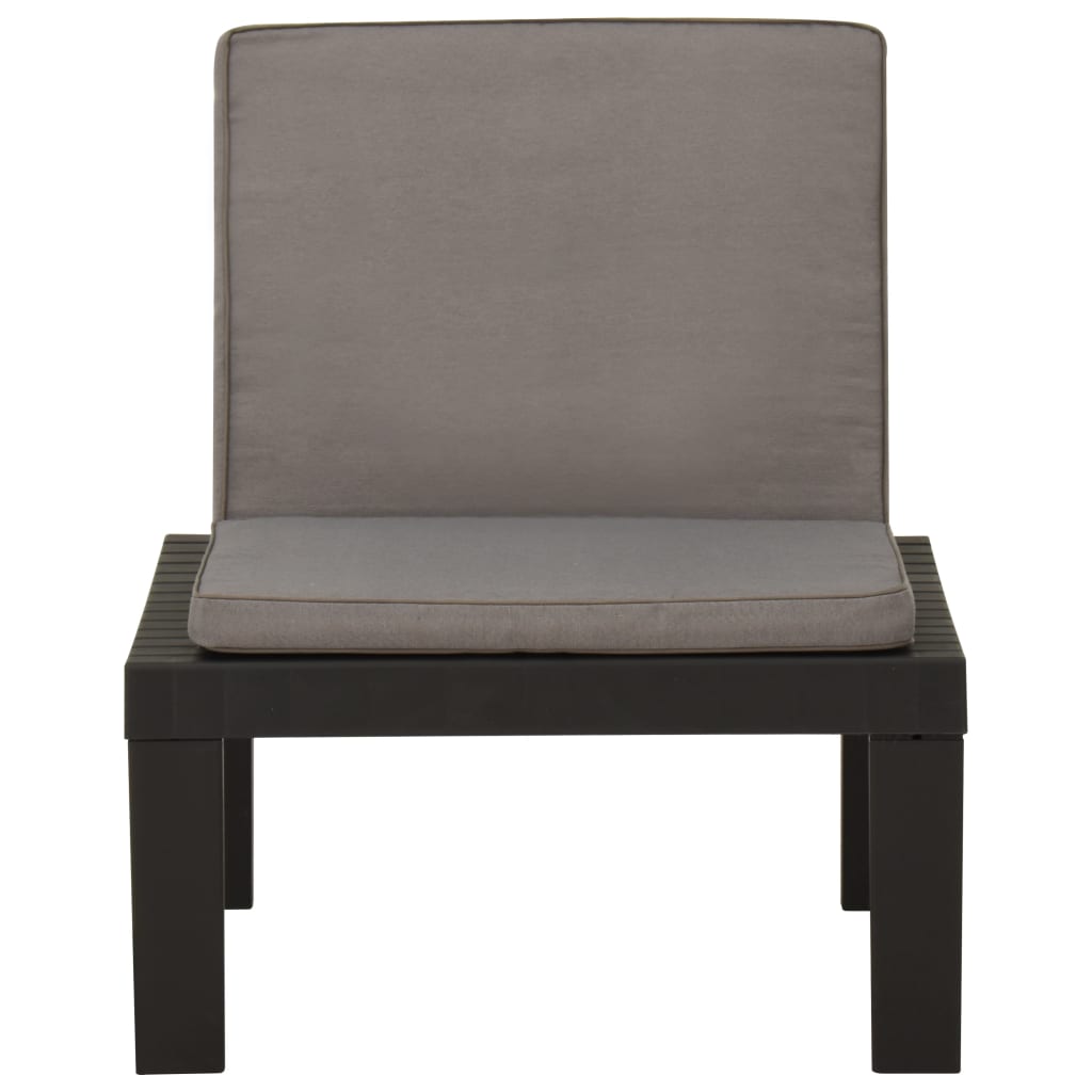 vidaXL Sodo poilsio kėdė su pagalvėle, pilkos spalvos, plastikas