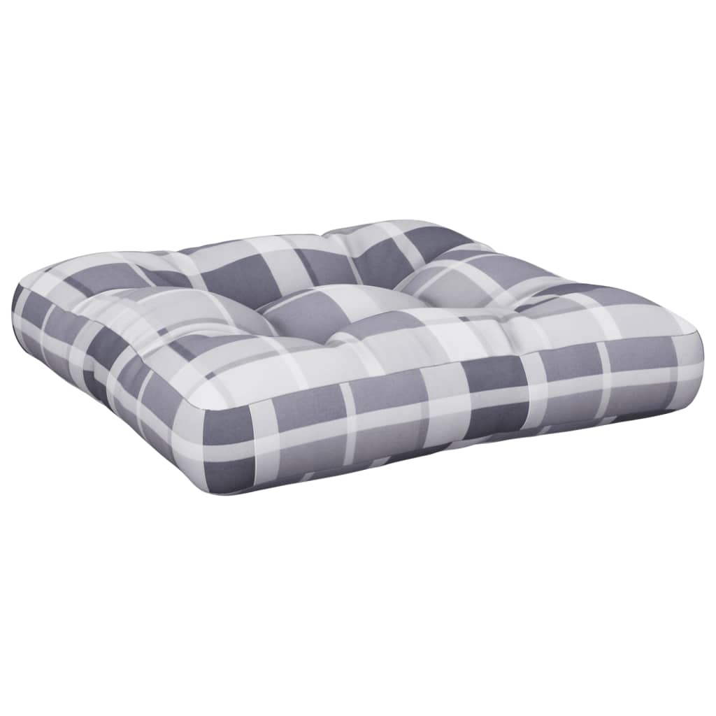 vidaXL Paletės pagalvėlė, pilka, 50x50x12cm, audinys, languota