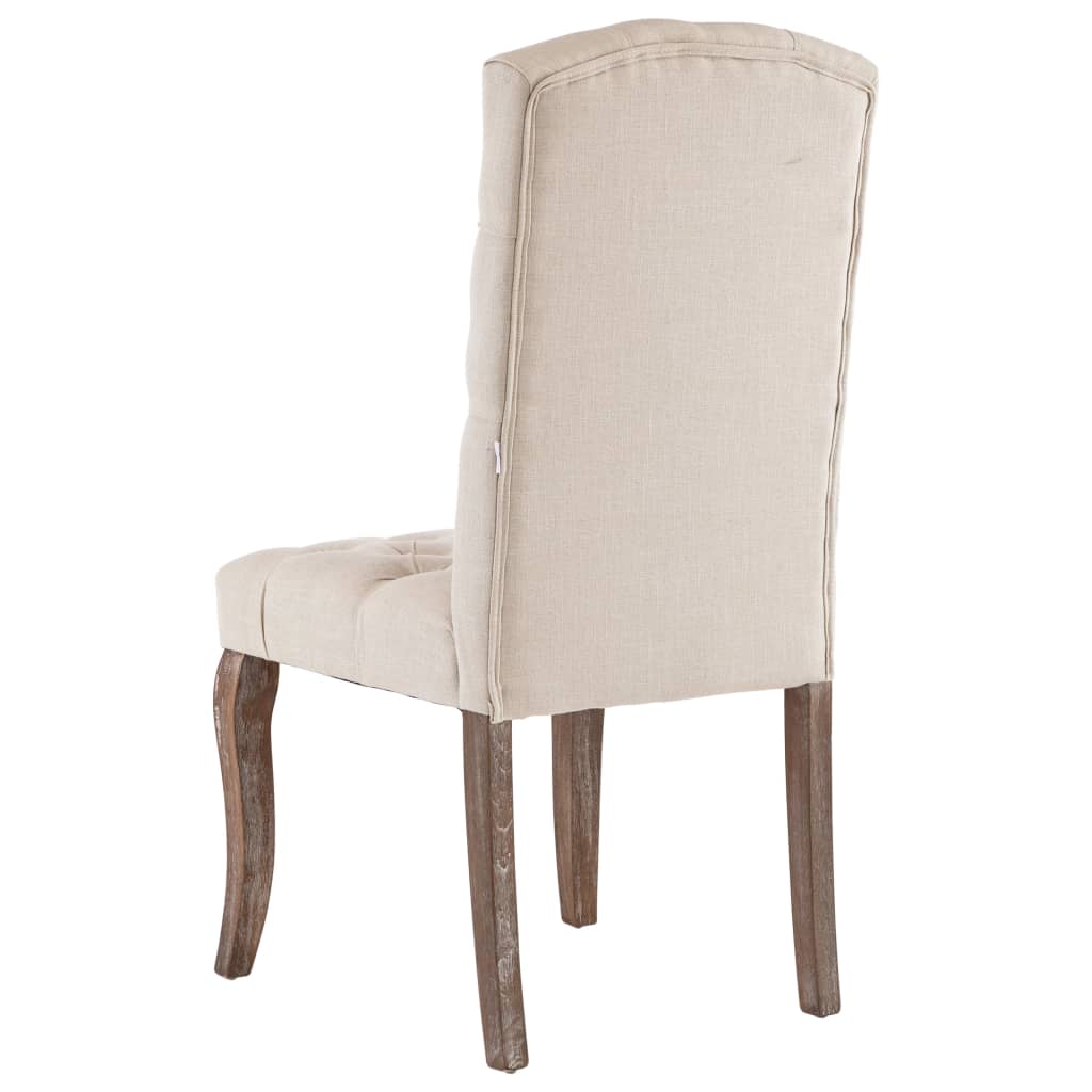 vidaXL Valgomojo kėdės, 2vnt., smėlio spalvos, lino išvaizdos audinys