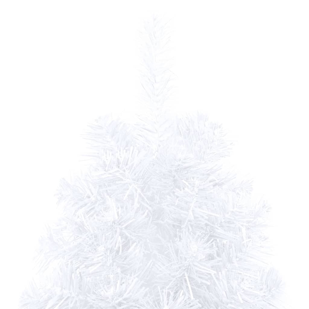vidaXL Dirbtinė pusinė Kalėdų eglutė su žaisliukais, balta, 240cm