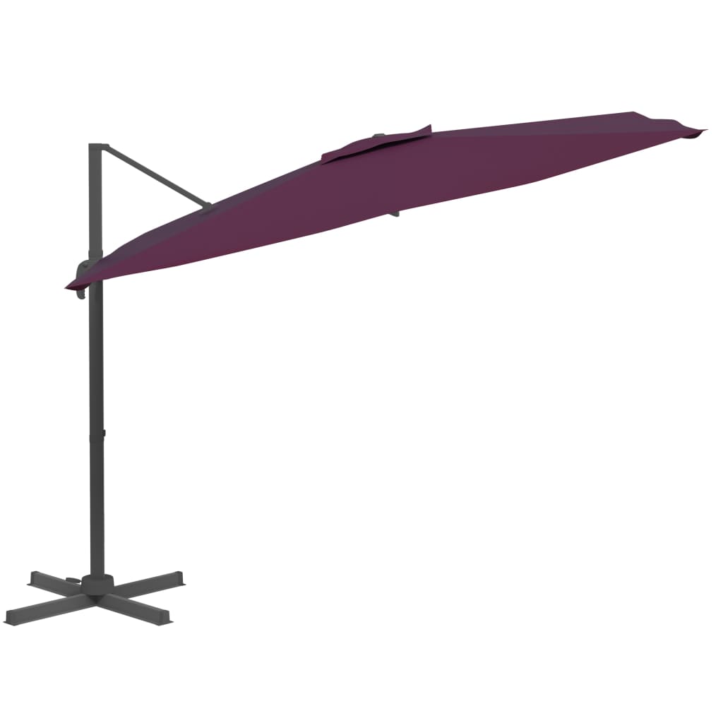 vidaXL Gembės formos skėtis su aliuminiu stulpu, bordo, 400x300cm