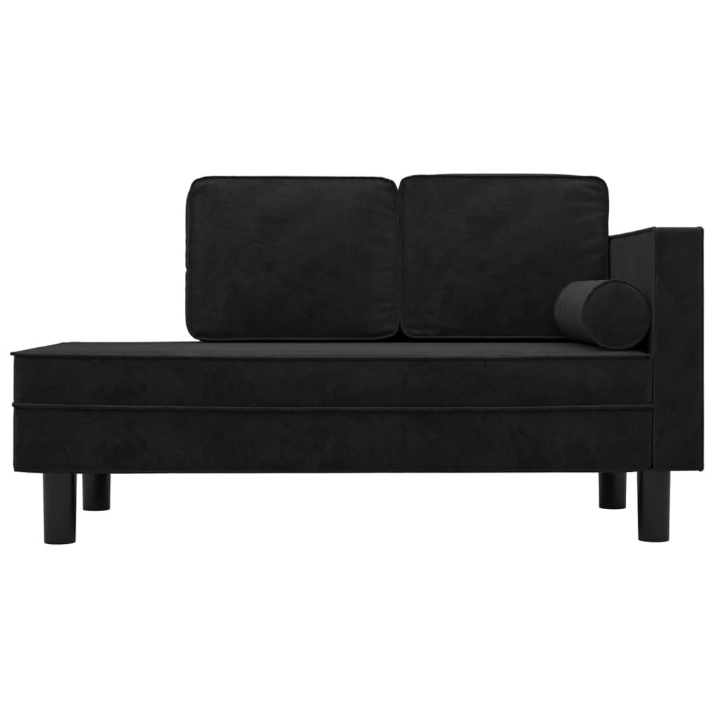 vidaXL Poilsio sofa su pagalvėmis ir ilga pagalve, juoda, aksomas
