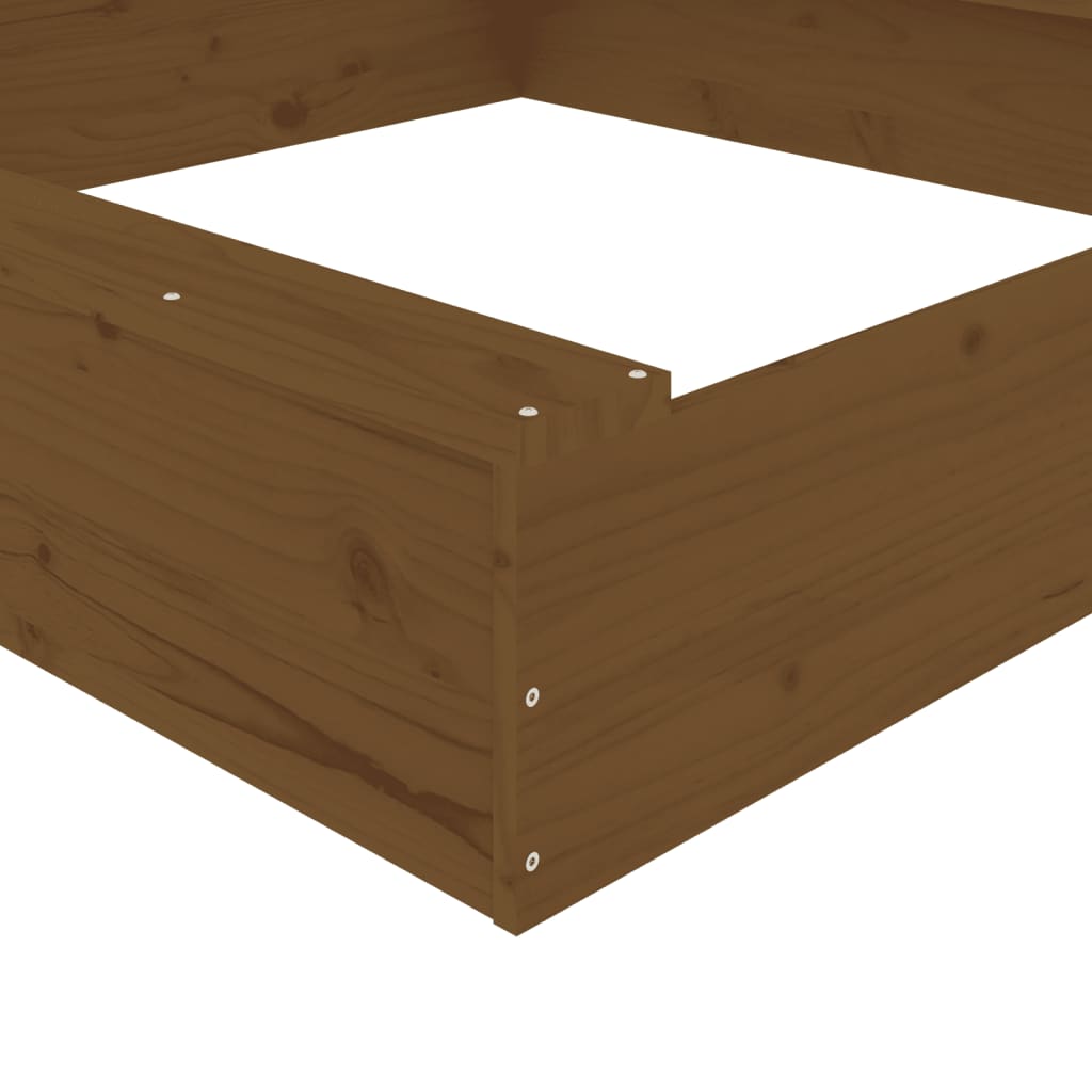 vidaXL Smėlio dėžė su sėdynėmis, medaus, pušies masyvas, kvadratinė