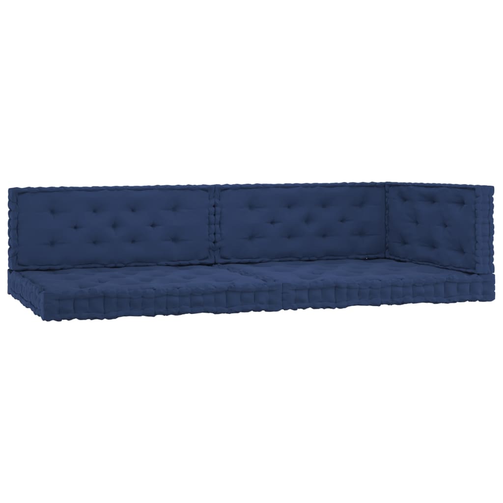vidaXL Grindų/paletės pagalvėlės, 5vnt., tamsiai mėlynos, medvilnė