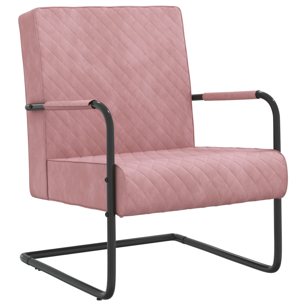 vidaXL Gembinė kėdė, rožinės spalvos, aksomas