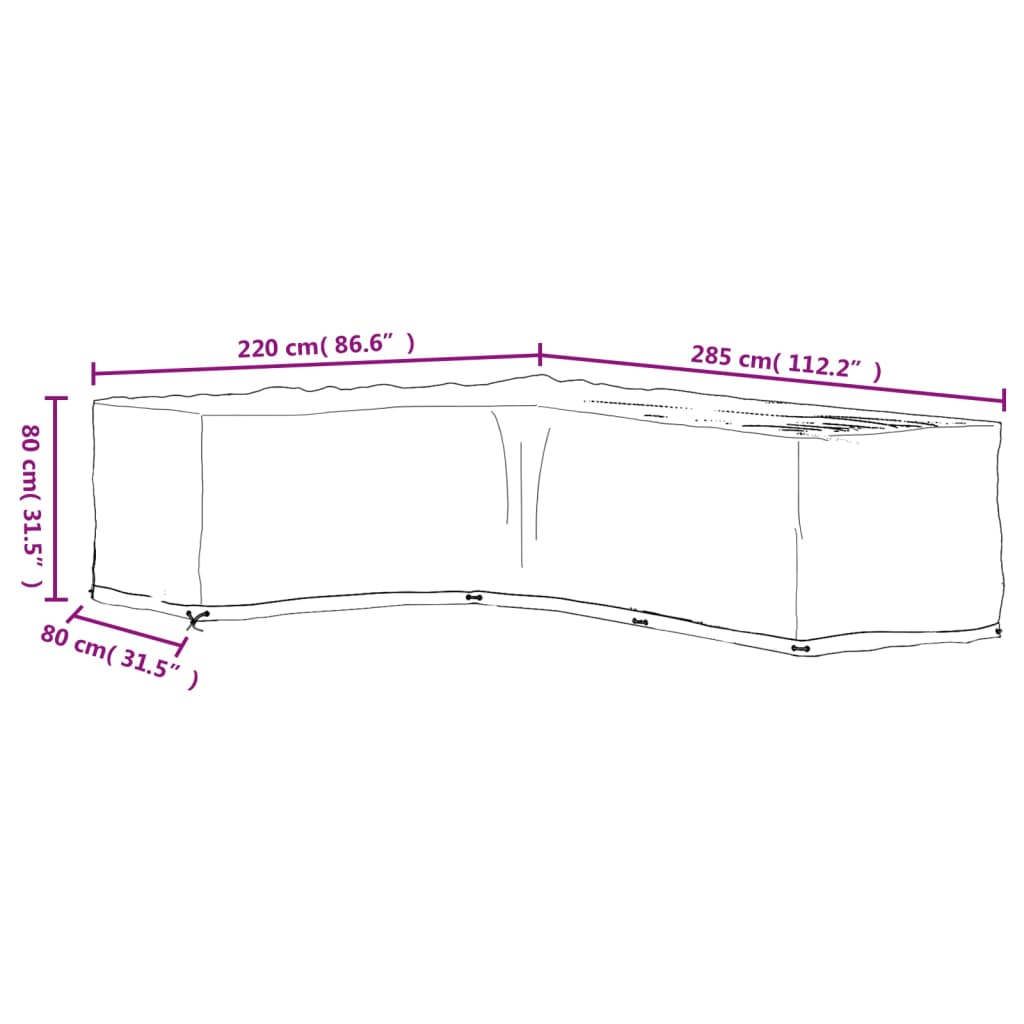 vidaXL Sodo baldų uždangalai, 2vnt., 220x285x80cm, 18 kilpų, L formos