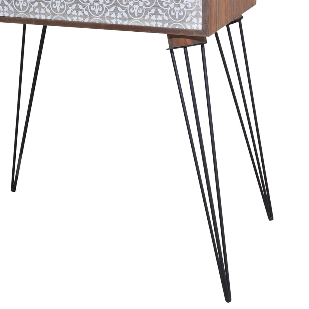 vidaXL Naktinis staliukas su stalčiu, stačiakampis, rudas