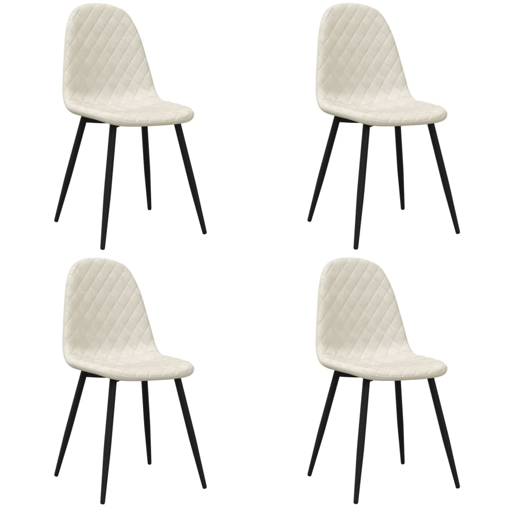 vidaXL Valgomojo kėdės, 4vnt., kreminės baltos spalvos, aksomas