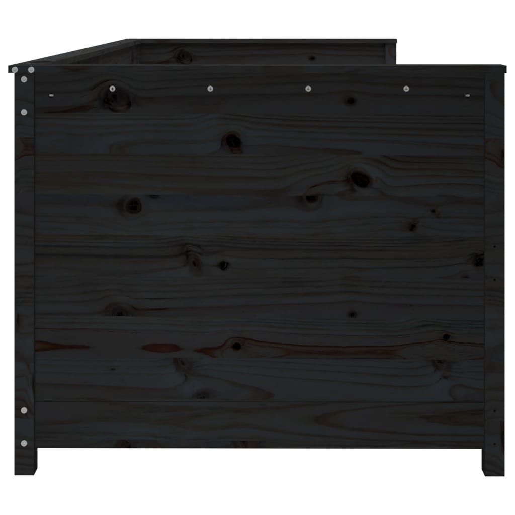 vidaXL Lova, juodos spalvos, 90x190cm, pušies medienos masyvas