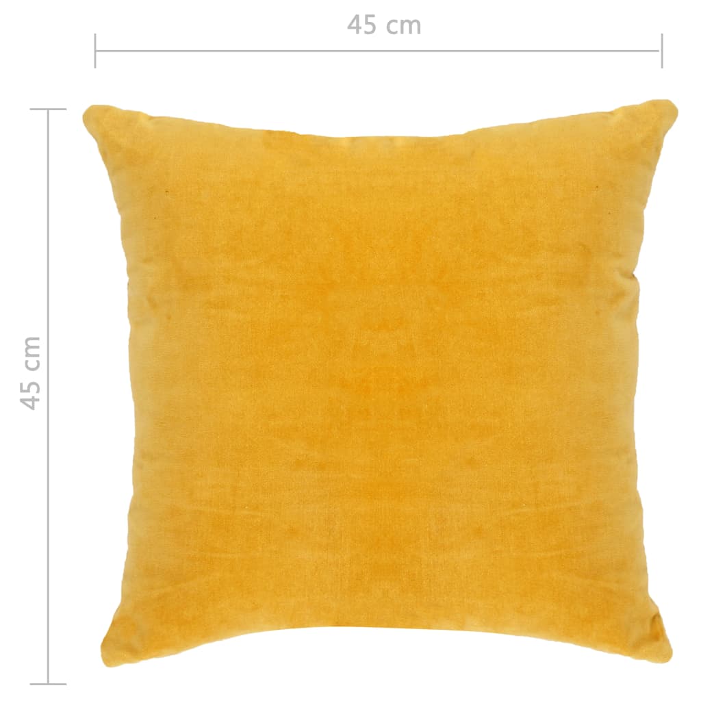 vidaXL Pagalvėlės, 2vnt., geltonos spalvos, 45x45cm, medvilnės aksomas