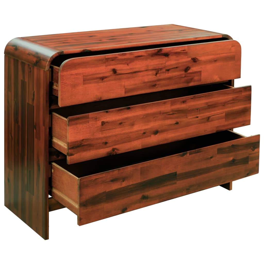 vidaXL Komoda su stalčiais, akacijos medienos masyvas, 90x37x75cm