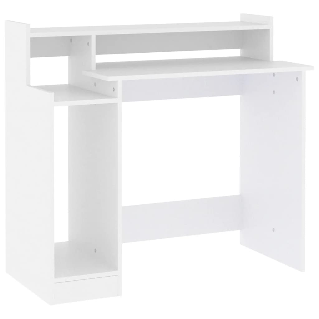 vidaXL Rašomasis stalas su LED apšvietimu, baltas, 97x45x90cm, mediena