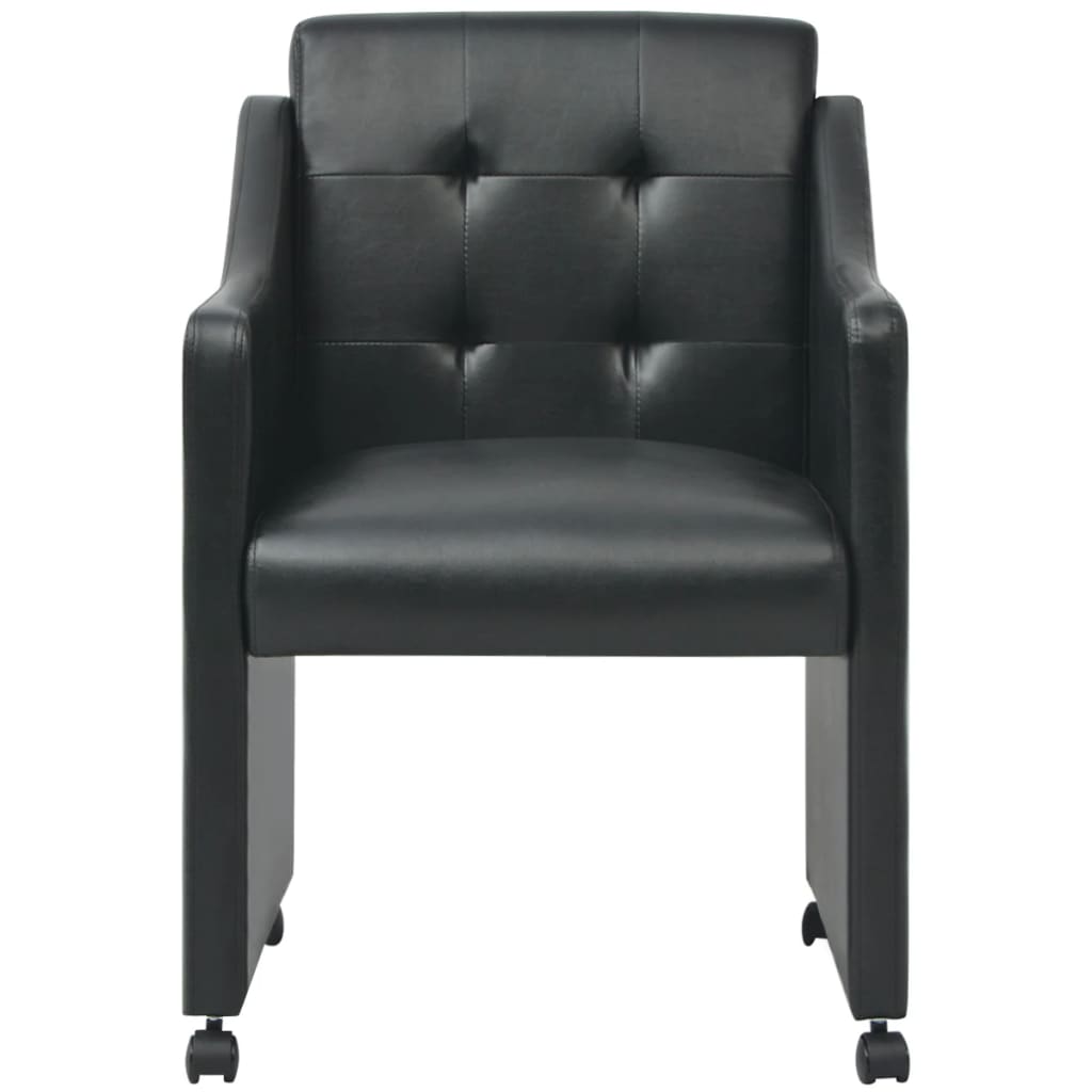 vidaXL Valgomojo kėdės, 2 vnt., juodos, dirbtinė oda