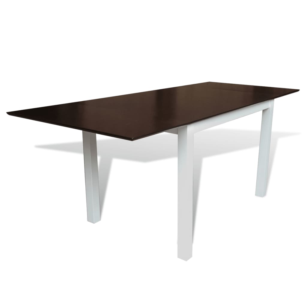 vidaXL Išskleidžiamas valgomojo stalas, kaučiuk., rud. ir balt.,190 cm