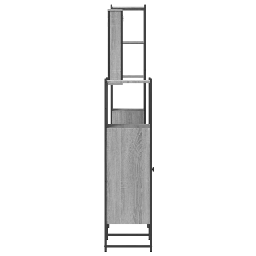 vidaXL Vonios baldų komplektas, 4 dalių, pilkas ąžuolo, mediena