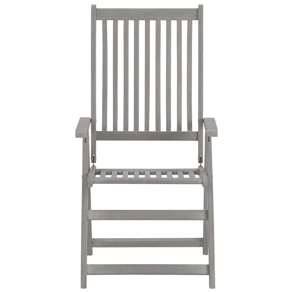 vidaXL Atlošiamos sodo kėdės, 6vnt., pilkos spalvos, akacijos masyvas