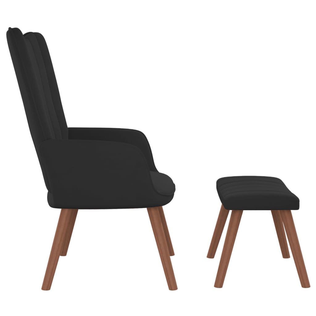 vidaXL Poilsio kėdė su pakoja, juodos spalvos, aksomas