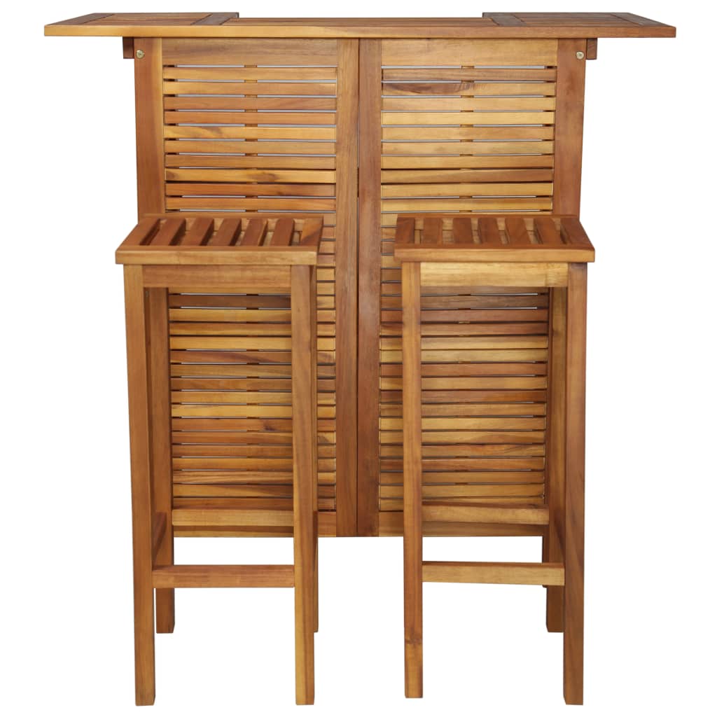 vidaXL Baro stalo ir kėdžių komplektas, 3d., akacijos medienos masyvas