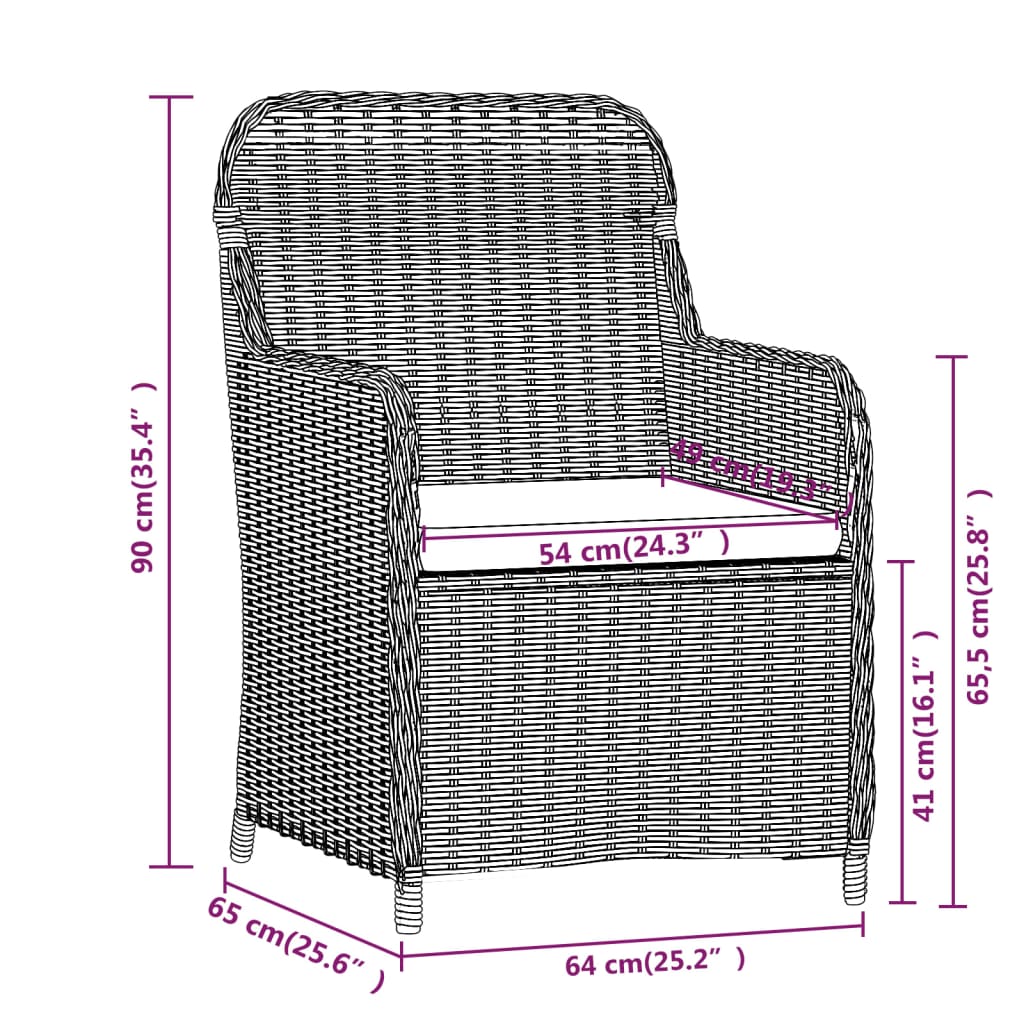 vidaXL Sodo komplektas su pagalvėlėmis, 9 dalių, juodas