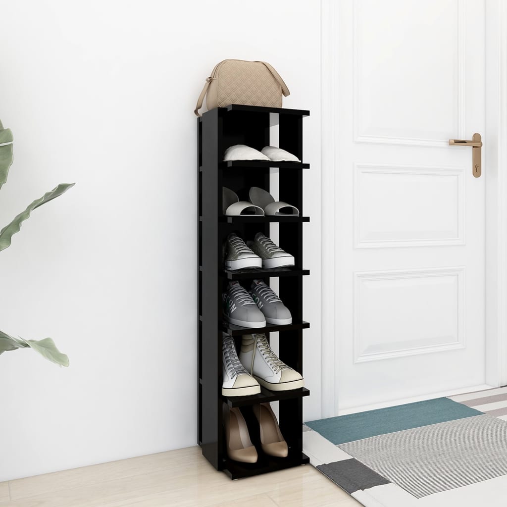 vidaXL Spintelė batams, juodos, 27,5x27x102 cm, apdirbta mediena