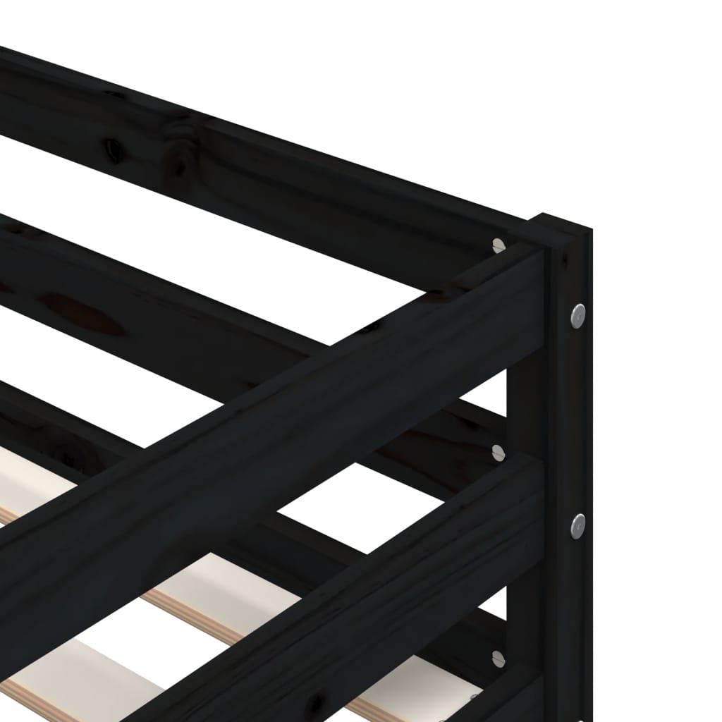 vidaXL Dviaukštė lova, juoda, 90x190cm, pušies medienos masyvas
