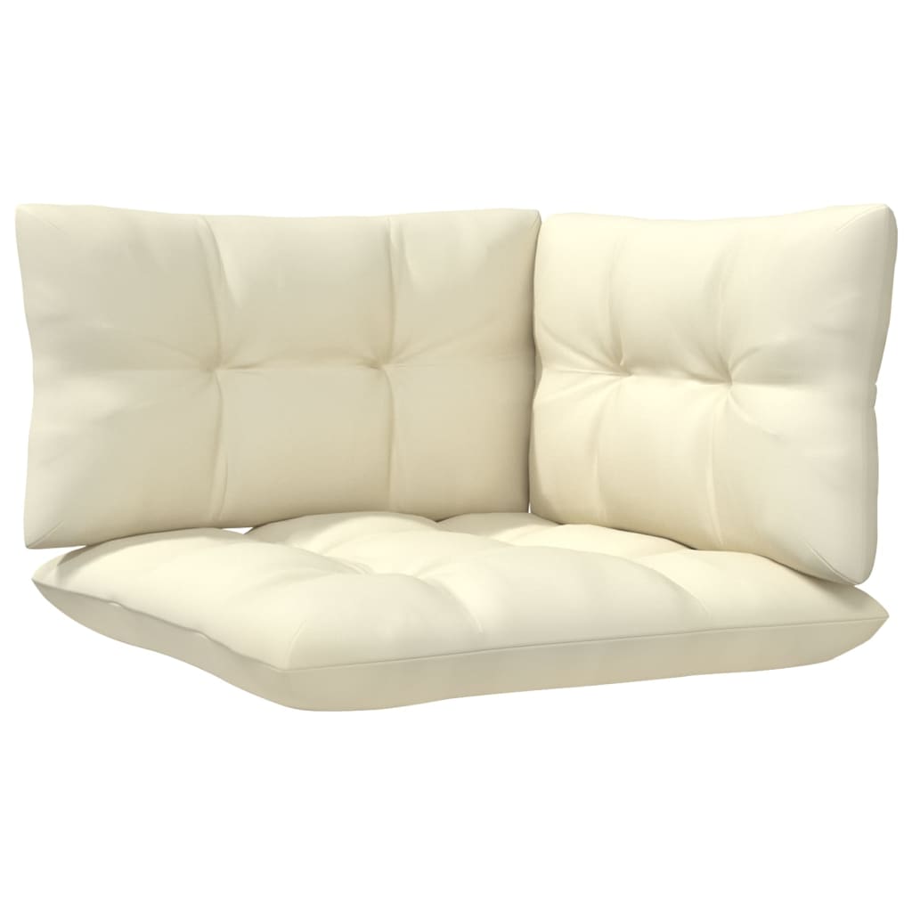 vidaXL Dvivietė sodo sofa su kreminėmis pagalvėlėmis, pušies masyvas